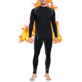 SIMIYA Thermal Underwear for Men Fleece Lined Long Johns Thermal Base Layer Set Long Sleeve 1/4 Zip Top