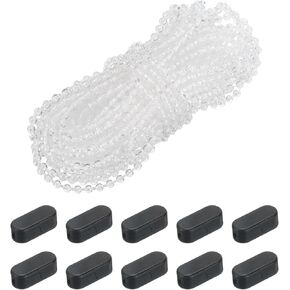 uxcell 10 Meters/10.94 Yards Blinds Bead Chain Cord Plastic Ball Beaded Chain with 20 Pcs Chain Connectors for Bead Roller Blinds Black