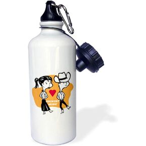 3dRose "Line Dancing Country Style" Sports Water Bottle, 21 oz, White