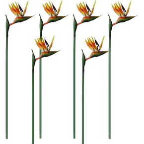 6 Pcs 32'' Artificial Bird of Paradise Flowers Plants for Home Garden Wedding Party Decor (Yellow)