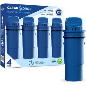 Replacement for PUR Water Filter, Pur Water Filter Replacement for Pitcher and Dispensers for CRF950Z, DS-1800Z, PPT700W, PPF951K, CR-1100C, CR-6000C, PPT711W, PPT711, PPT710W, PPT111W, 4 Pack