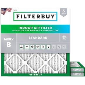 Filterbuy 23.5x23.5x1 Air Filter MERV 8 Dust Defense (3-Pack), Pleated HVAC AC Furnace Air Filters Replacement (Actual Size: 23.50 x 23.50 x 1.00 Inches)