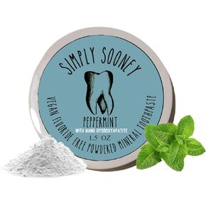 Remineralizing Vegan Mineral Tooth Powder I Peppermint Nano-hydroxyapatite Formula I Natural Whitening I Stronger Teeth 1.5oz (1.5 oz jar)