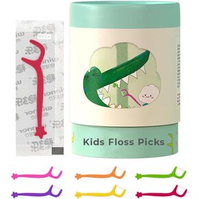 Kids Flossers Multiple Fruit Flavor, Kids Floss Picks, Cute Flossers for Kids of All Ages, Floss for Kids - Individually Wrapped (60 Count)