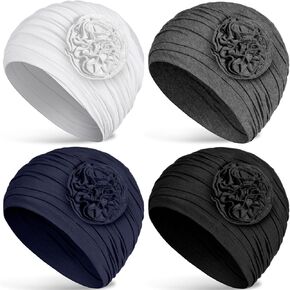 JenPen 4 Pcs Cotton Beanie Turban Headwear for Women Soft Cancer Chemo Head Scarf Hats Elastic Covers Wraps for Women's Hair