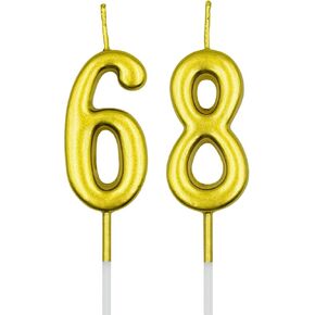 68th & 86th Birthday Candles, Blue Number 68 86 Candle for Cake, Happy Birthday Cake Topper Decoration for Birthday Anniversary Celebration Party Supplies