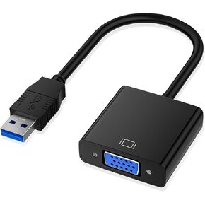 USB to VGA Adapter, USB3.0/2.0 to VGA Adapter Multi-Display Video Converter Full HD 1080P External Video Card Multi Monitor Adapter, Desktop, Laptop, HDTV, Monitor, Projector (Windows 10/8.1/8/7)