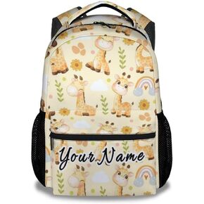 Giraffe School Backpack for Kids - 16 Inch Yellow Backpacks for Kids 6-12 Years - Durable Cute Bookbag for Travel