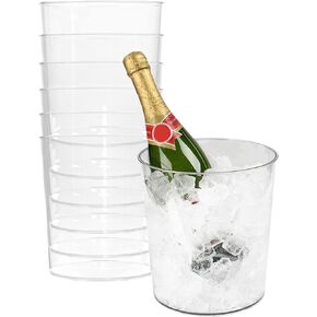 Ice Bucket for Champagne - 6 Pack Plastic Ice Buckets for Parties - 2.83L Clear Transparent Bridal Beverage Tub Cooler Catering Bar Accessories for Wine, Beer, Liquor, Spirits and Seltzers