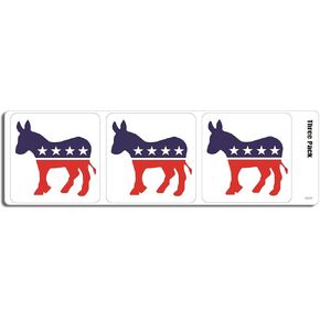 Gear Tatz - 3 Pack Bumper Stickers - Democrats Donkey Logo, Election - 3 x 3 inch Each - Professionally Made in USA - Vinyl Decal