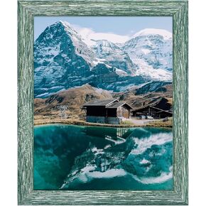 8x10 Picture Frame with Stand Real Glass Solid Wood Rustic Green Wooden 8 by 10 Photo Artwork Painting Frames for Horizontal and Vertical Wall Hanging or Tabletop Display 8 x 10 in Kuwait