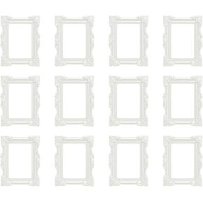 uxcell 12Pcs Vintage Resin Picture Frame Rectangle Retro Wall Hanging Photo Frame for DIY Accessories Home Wall Decoration, Gold Tone