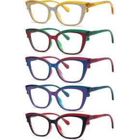 Eyekepper 5-pack Reading Glasses for Women Cat Eye Stylish Readers