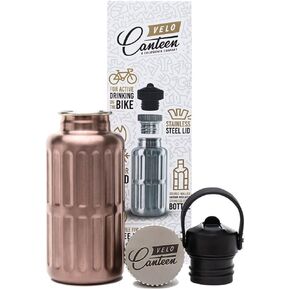 13.5 Oz, Fits in Bicycle Bottle Cage, 2 Lids (Straw Lid), Copper Color, Double Walled Vacuum Insulated Stainless Steel, Coffee Bottle