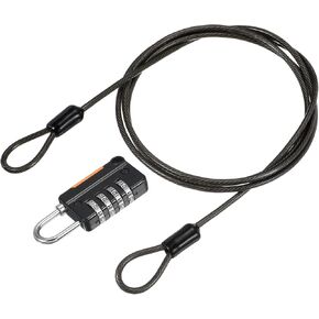 YOKIVE 1 Set 4 Digit Combination Locks with Security Cable, Outdoor Padlocks | Steel Lock Chains Great for Lockers, Luggage, Bike (Black, 3-Feet)