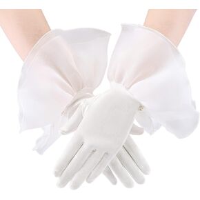 Ayliss Women Bridal Wedding Gloves Satin Petal Opera Party 1920s Fancy Special Occasion Dress Formal Dancing Cosplay