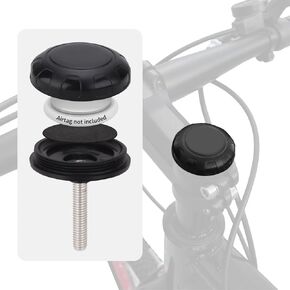 CQT AirTag Bike Mount - Hidden Bicycle Stem Cap Mount for Air Tag, Waterproof Anti Theft Bike GPS Tracker Airtag Holder Fit Headset Cap Size 1-1/8" & 1-1/4"/1.12"-1.25" (Black)
