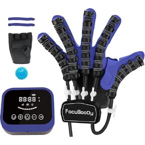 Hand Rehabilitation Robot Gloves Mobility Finger Training Equipment For Hemiplegia Stroke Cerebral Palsy Patient with USB Chargeable Left(Blue L)