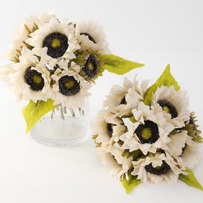18 Pcs Artificial Sunflowers Off White Fake Sunflowers Realistic Silk Sunflower Bouquets Faux Flowers for Home Office Wedding Table Centerpieces Festival Decor Decorations Outdoor