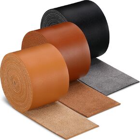 3 Rolls Leather Strap 1 Inches Wide Leather Belt Strips Flat Leather Straps Single Sided Faux Leather Strips 2 mm Thickness 78.7 Inches Long 3 Color Mixed for DIY Art Craft Projects