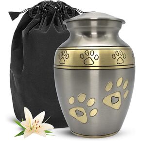 جرار الحيوانات الأليفة من Solace Forever لرماد القطط والكلاب - جرة متوسطة الحجم باللون البني للرماد - قم بتكريم من تحب مع الجرار التذكارية للحيوانات الأليفة للرماد - جرة متوسطة للكلاب والقطط - جرار حرق الحيوانات الأليفة