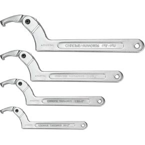 4 pcs Spanner Wrench Set, Adjustable C Pin Spanner Hook Wrench Tool for Machine Tools, Vehicles, Mechanical Equipments,Round Head (4pcs Round Head)