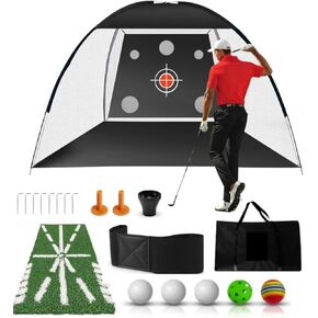Golf Net - Golf Nets for Backyard Driving Real Golf Balls, Golf Practice Net and Mat Set, Outdoor and Indoor Golf Hitting Net Simulator, Backyard Golf Net Training Combo