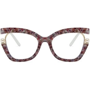 Cat Eye Reading Glasses for Women Vintage Floral Dual-color Full Rim Multicolor Blue Light Blocking Reader Eyeglasses