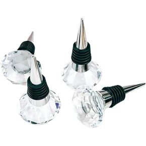 Crystal Diamond Wine Stopper, Sdjdhej 4-Piece Reusable Diamond Wine Set Made Of Crystal/Aluminum Alloy Gift Accessories, Bars, Holiday Parties, Weddings