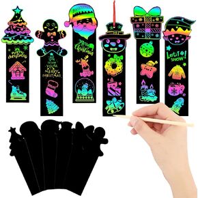 JUNEBRUSHS 30Pcs Welcome Back to School Scratch Bookmarks, Rainbow Magic Scratch Paper Art for Kids Back to School DIY Craft Kit First Day of School Gifts for Students Classroom Activity Party Favors