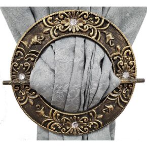 Van Wyck Carved Ring Acrylic Decorative Holdback Set of 2 (Carved Ring Bronze)