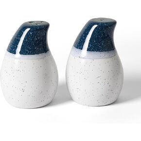 Ceramic Salt and Pepper Shakers Set, Cute Modern Farmhouse Kitchen Decor, Salt Shaker, Salt and Pepper Set of 2, Salt Container for Kitchen Table Home (Blue & White)