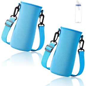2pcs Sleeve for Cirkul Water Bottle, 7.48x2.76in Neoprene Insulated Water Bottle Cover with Adjustable Shoulder Strap Fit for 22oz Water Bottle for Retaining Temperature