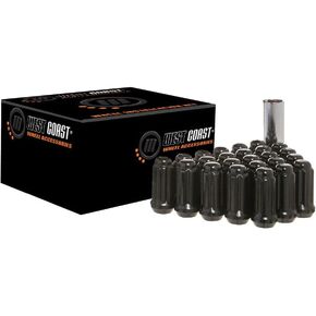9/16" Bulge Acorn Spline Lug Nuts 1.9" 8 Lug Install Kit Black