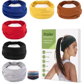 6PCS Headbands for Men, Sweat Bands Headbands Men, Moisture Wicking Sweatbands for Men, Athletic Headbands Sweat Head Bands Mens for Sports, Running, Workout, Gym, Cycling, Football, Yoga