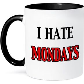 3dRose I Hate Mondays Mug, 11 oz, Black