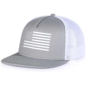 American Flag Unisex Trucker Hat Oversize XXL Flat Bill Mesh Snapback Hats Lightweight Adjustable Baseball Cap for Men