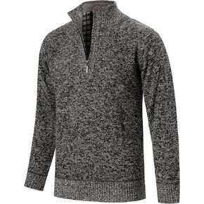 Mens Sweater Quarter Zip Pullover Sweater Knit Casual Mock Neck Fleece Outfits Fall Winter Warm Sweatshirts