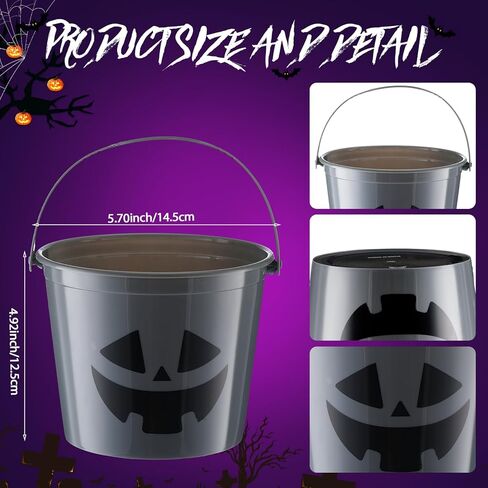 Jenaai 24 Pcs Halloween Plastic Buckets for Kids 5.71 x 4.53 x 4.53 Inch Halloween Trick or Treat Buckets Jack O Lantern Candy Basket Pumpkin Pail with Handle for Halloween Party Favor Supplies in Saudi Arabia