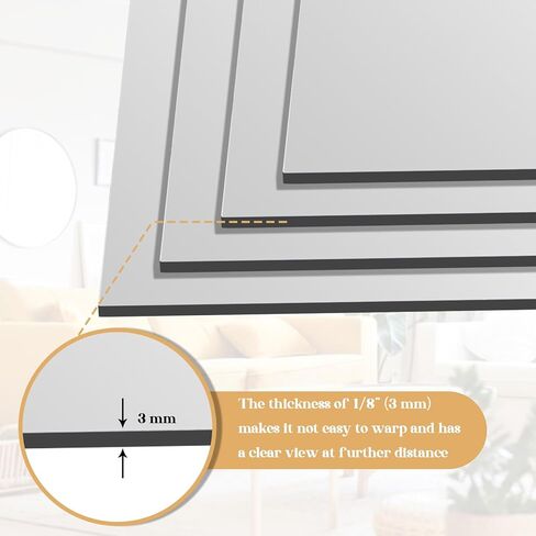 20 قطعة من مرايا صالة الألعاب الرياضية مقاس 12 × 12 بوصة من Queekay للمنزل بدون إطار مرآة حائط أكريليك 3 مم 1/8 بوصة سميكة مثبتة على الحائط بلاط مرآة ذاتية اللصق لسقف غرفة النوم in Saudi Arabia