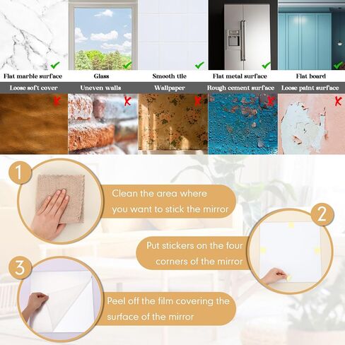 20 قطعة من مرايا صالة الألعاب الرياضية مقاس 12 × 12 بوصة من Queekay للمنزل بدون إطار مرآة حائط أكريليك 3 مم 1/8 بوصة سميكة مثبتة على الحائط بلاط مرآة ذاتية اللصق لسقف غرفة النوم in Saudi Arabia