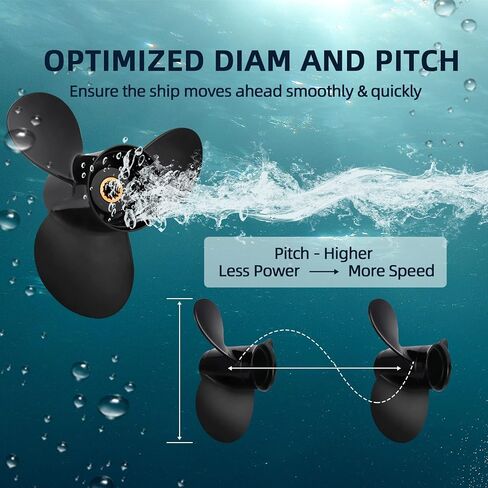 OEM Upgrade 10.3x12 Aluminum Boat Propeller Fit BRP Johnson Evinrude OMC Stern Drive 15-35 HP 14 Spline Tooth Parts No.765050 RH in Kuwait