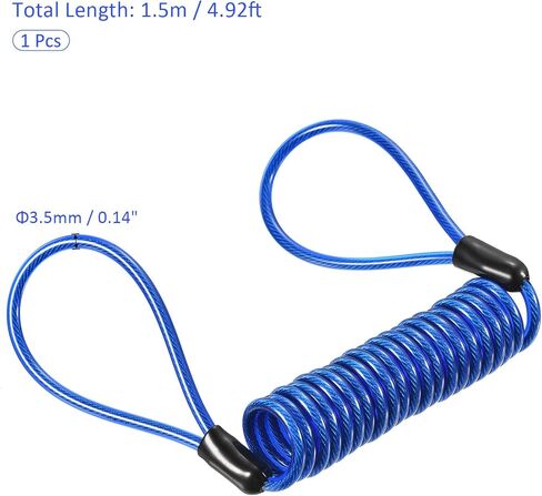 Disc Lock Security Steel Cable - Plastic Coated Spring Reminder Wire Anti-Theft Rope, Apply to Outdoors Protection (3.5mmx1.5m, Green) in Saudi Arabia