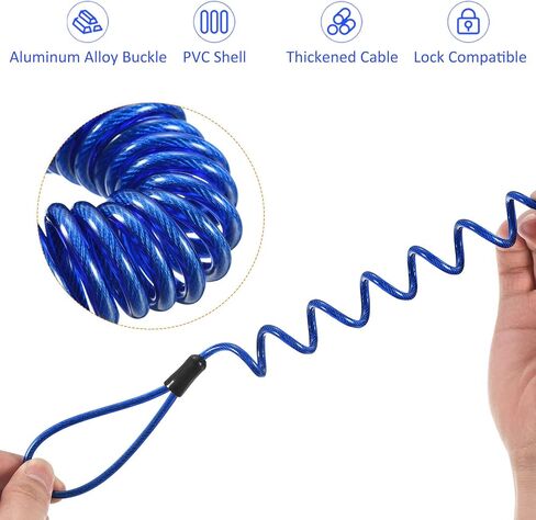 Disc Lock Security Steel Cable - Plastic Coated Spring Reminder Wire Anti-Theft Rope, Apply to Outdoors Protection (3.5mmx1.5m, Green) in Saudi Arabia