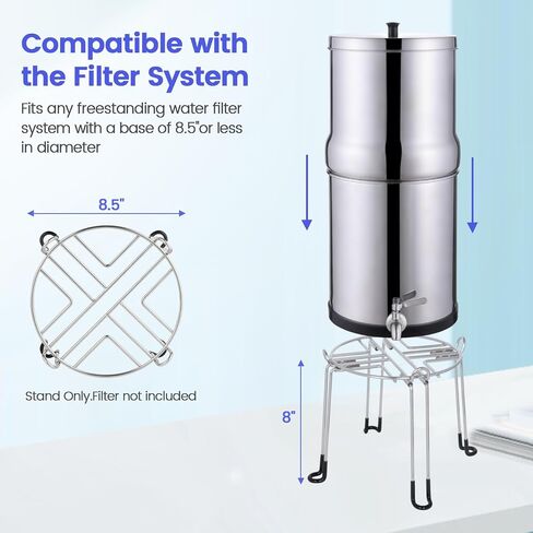 Stainless Steel Detachable Stand 9'' Diameter 6'' Tall Fit for Most Medium Gravity Water Filter System Countertop Stand Compatible with Berkey Water Filter Systems in Saudi Arabia