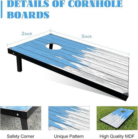Corn Holes Outdoor Game Set: Classic Cornhole Set Regulation Size with 8 Corn Hole Bean Bags & Carrying Case, MDF Wood Cornhole Boards Bean Bag Toss Game for Backyard, Beach, Tailgates, Party(Style G) in Saudi Arabia