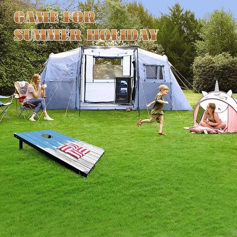 Corn Holes Outdoor Game Set: Classic Cornhole Set Regulation Size with 8 Corn Hole Bean Bags & Carrying Case, MDF Wood Cornhole Boards Bean Bag Toss Game for Backyard, Beach, Tailgates, Party(Style G) in Saudi Arabia