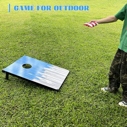 Corn Holes Outdoor Game Set: Classic Cornhole Set Regulation Size with 8 Corn Hole Bean Bags & Carrying Case, MDF Wood Cornhole Boards Bean Bag Toss Game for Backyard, Beach, Tailgates, Party(Style G) in Saudi Arabia