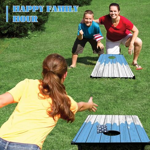 Corn Holes Outdoor Game Set: Classic Cornhole Set Regulation Size with 8 Corn Hole Bean Bags & Carrying Case, MDF Wood Cornhole Boards Bean Bag Toss Game for Backyard, Beach, Tailgates, Party(Style G) in Saudi Arabia