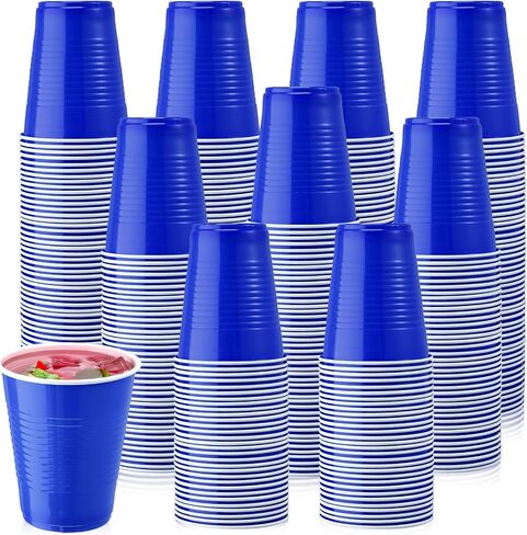 Zopeal 200 Pcs Plastic Cup Bulk 18 oz Disposable Tumblers Wedding Cups Hard Plastic Party Wine Cups Fancy Beverage Drinking Cups Soda Cups Cocktail Glasses for Wedding Birthday Christmas(Blue) in Kuwait